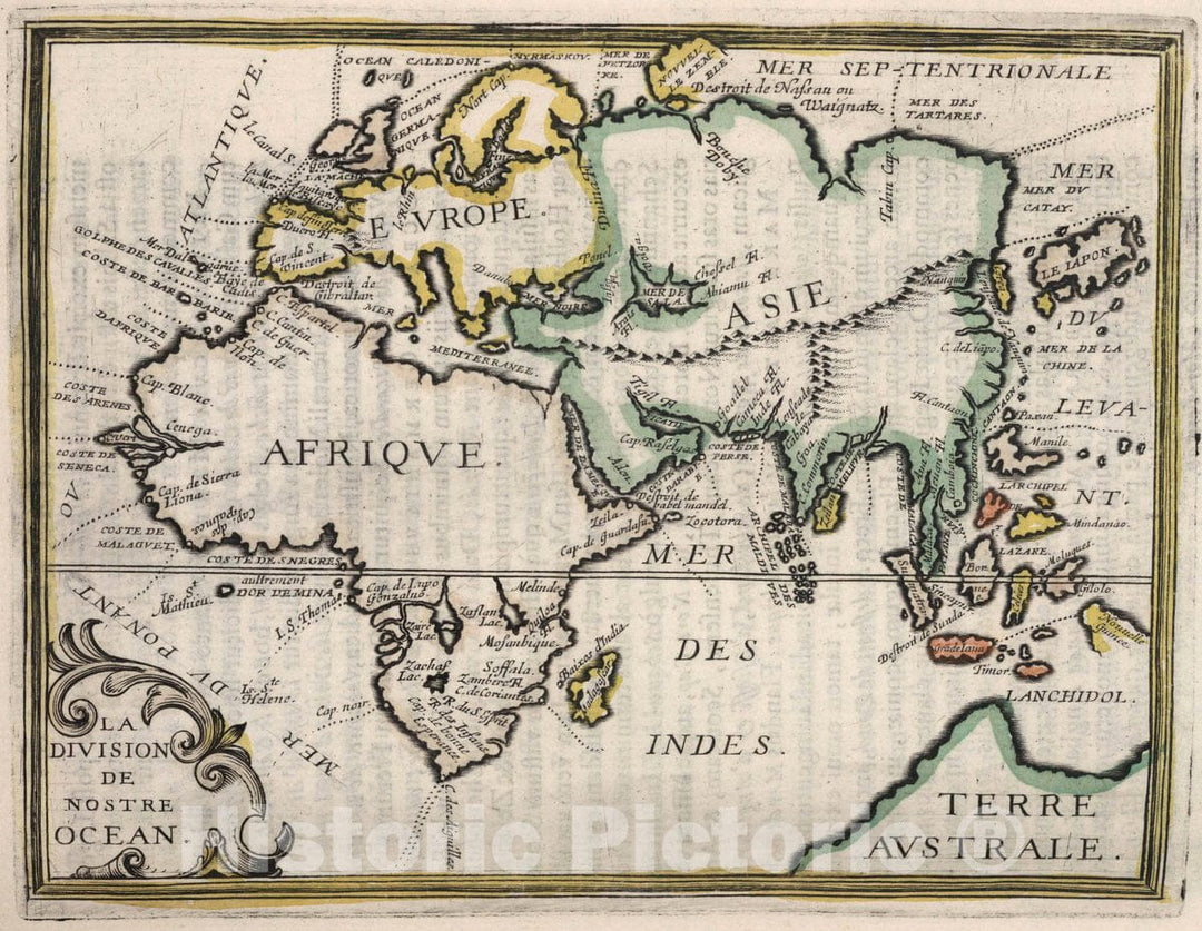 Historic Map : La Division de Nostre Ocean, 1648 - Vintage Wall Art