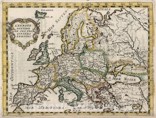 Historic Map : L'Europe Divisee en SES Principales Parties, 1648 - Vintage Wall Art