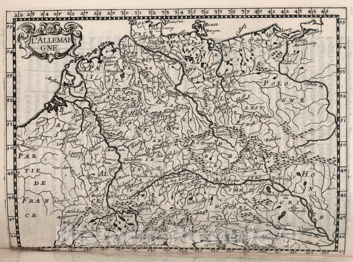 Historic Map : Germany, L'Allemaigne, 1649 , Vintage Wall Art