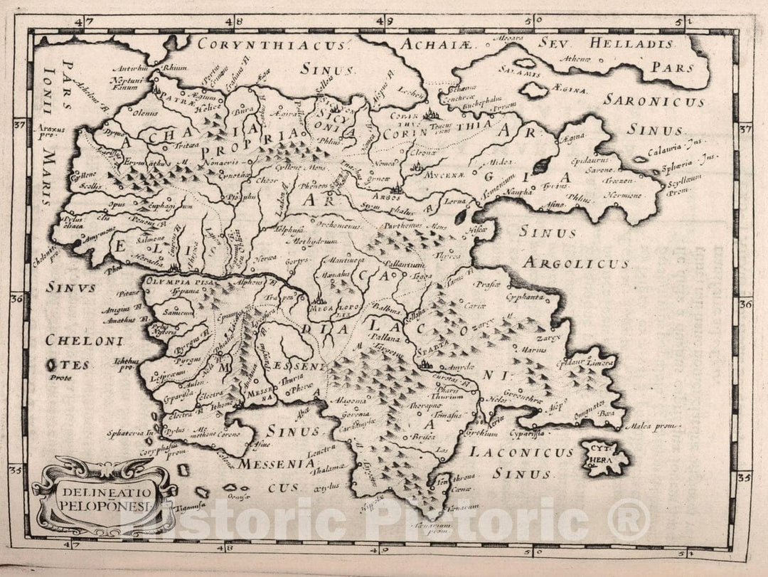 Historic Map : Peloponnisos (Greece) Delineatio Peloponesi, 1649 , Vintage Wall Art