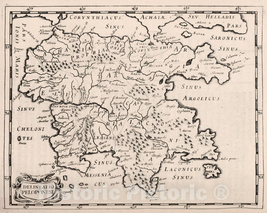 Historic Map : Peloponnisos (Greece) Delineatio Peloponesi, 1649 , Vintage Wall Art