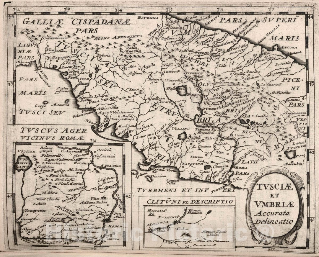 Historic Map : Tuscany (Italy) Tusciae et Umbriae, 1649 , Vintage Wall Art