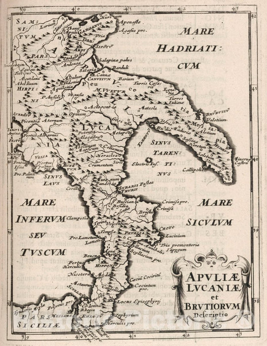 Historic Map : Italy, Southern Italy Apuliae Lucaniae et Brutiorum, 1649 , Vintage Wall Art