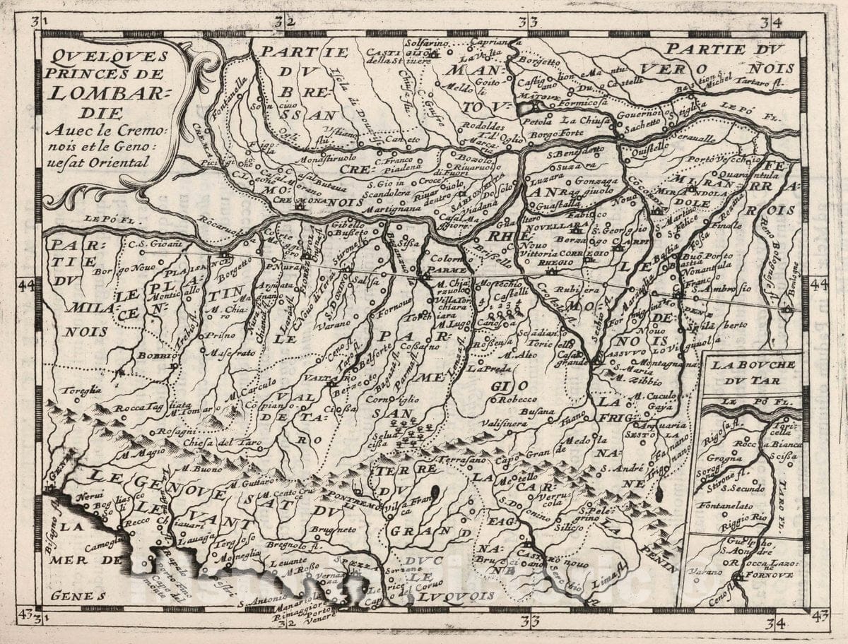 Historic Map : Lombardy (Italy) Quelques Princes de Lombardie, 1649 , Vintage Wall Art