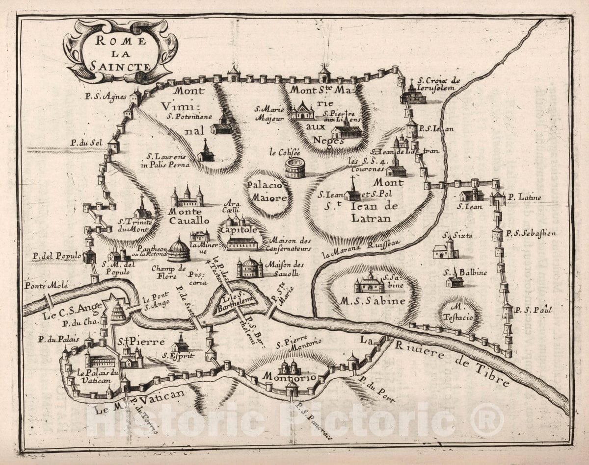 Historic Map : Rome (Italy), Rome la Saincte, 1649 , Vintage Wall Art