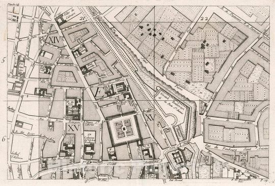 Historic Map : Paris , France, 14. Paris: Place Royale; Rue St. Louis, 1766 City Atlas , Vintage Wall Art