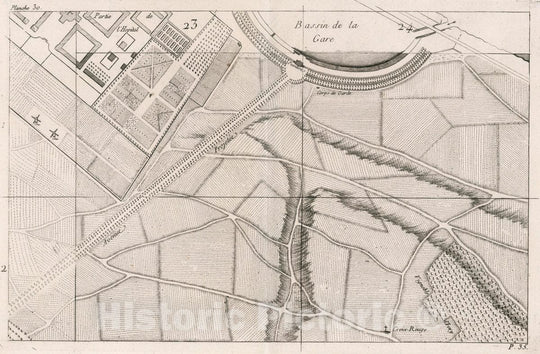 Historic Map : Paris , France, 30. (Paris: Bassin de la Gare.), 1766 City Atlas , Vintage Wall Art