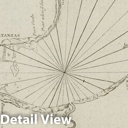 Historic Map : A New and Correct Draught of the Bay of Matanzas. On ye North side of ye Island Cuba, done from a Survey by Robt. Pearson., 1732, Thomas Page, Vintage Wall Art