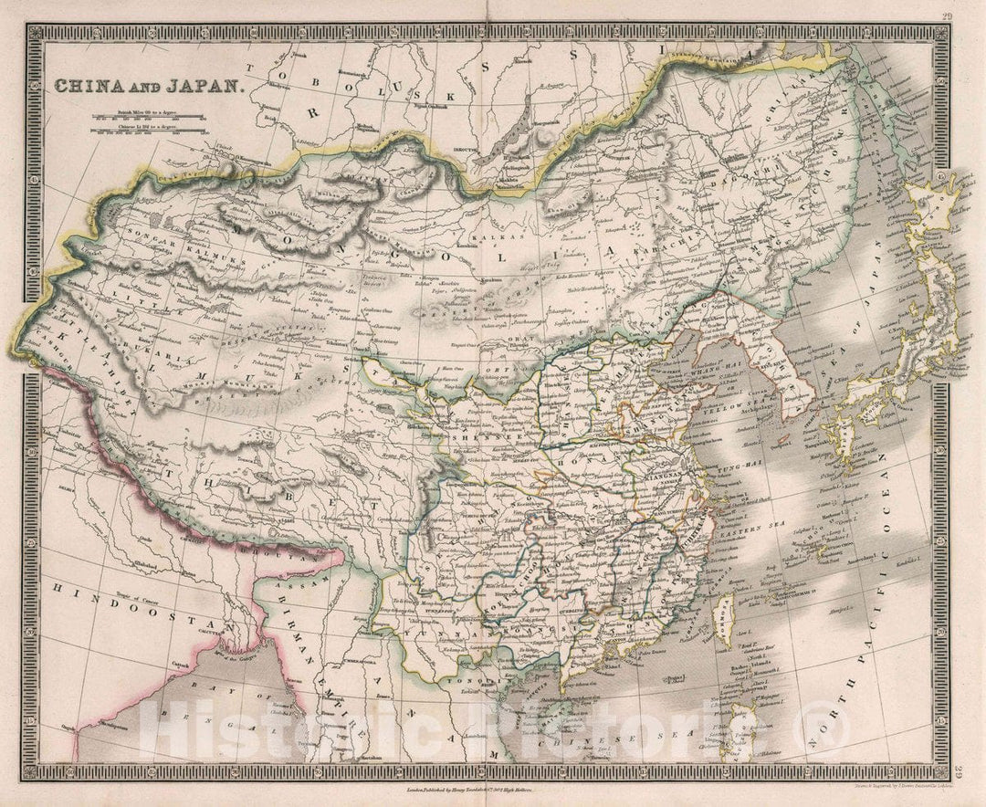 Historic Map : China and Japan. Drawn & Engraved by J. Dower. London, Published by Henry Teesdale & Co. A New General Atlas of The World, 1836 Atlas - Vintage Wall Art