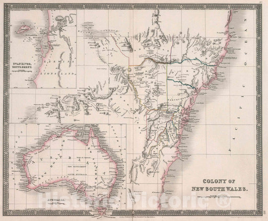 Historic Map : Colony of New South Wales. Drawn & Engraved by J. Dower. London, Published by Henry Teesdale & Co, 1836 Atlas - Vintage Wall Art