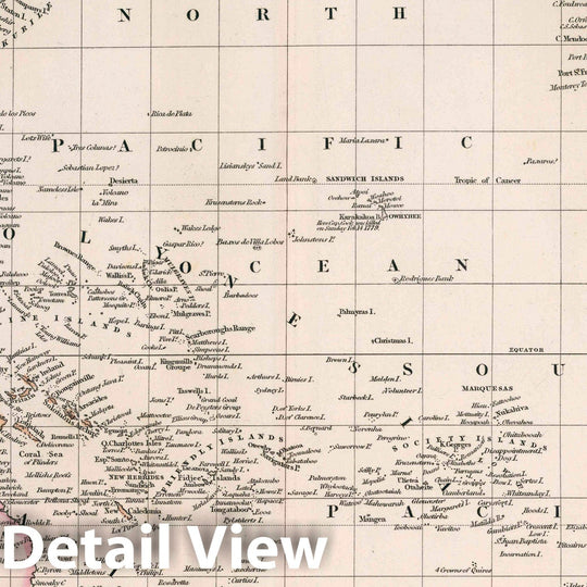 Historic Map : Chart of Pacific Ocean. Drawn & Engraved by J. Dower. London, Published by Henry Teesdale & Co, 1836 Atlas - Vintage Wall Art