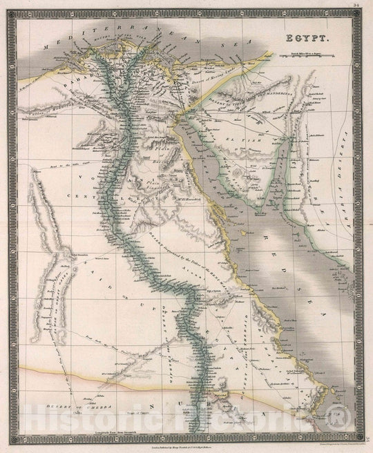 Historic Map : Egypt. Drawn & Engraved by J. Dower. London, Published by Henry Teesdale & Co, 1836 Atlas - Vintage Wall Art