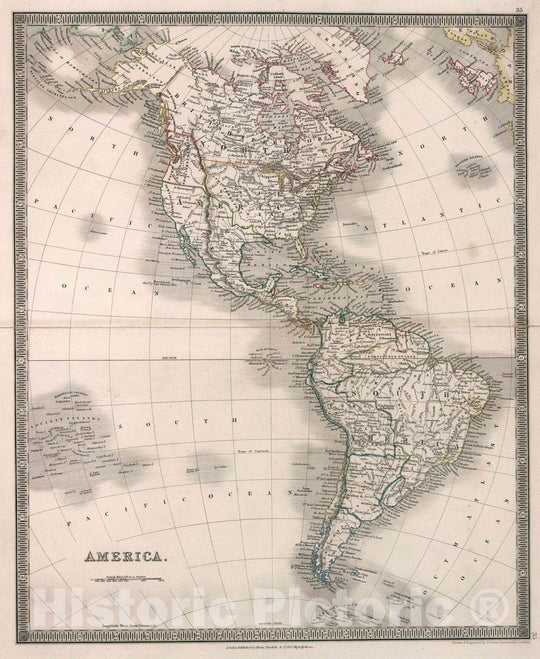 Historic Map : America. Drawn & Engraved by J. Dower. London, Published by Henry Teesdale & Co. A New General Atlas of The World, 1836 Atlas - Vintage Wall Art