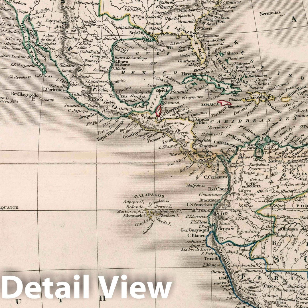 Historic Map : America. Drawn & Engraved by J. Dower. London, Published by Henry Teesdale & Co. A New General Atlas of The World, 1836 Atlas - Vintage Wall Art