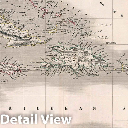 Historic Map : West Indies. Drawn & Engraved by J. Dower. London, Published by Henry Teesdale & Co, 1836 Atlas - Vintage Wall Art