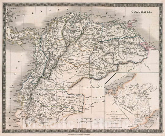 Historic Map : Columbia. Drawn & Engraved by J. Dower. London, Published by Henry Teesdale & Co. A New General Atlas of The World, 1836 Atlas - Vintage Wall Art