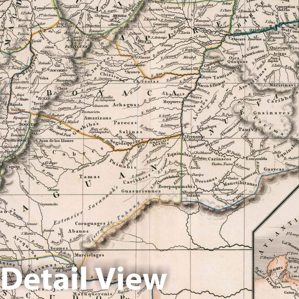 Historic Map : Columbia. Drawn & Engraved by J. Dower. London, Published by Henry Teesdale & Co. A New General Atlas of The World, 1836 Atlas - Vintage Wall Art