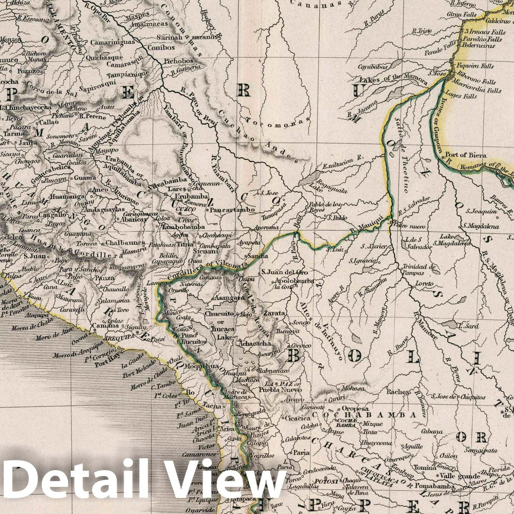 Historic Map : Peru and Bolivia. Drawn & Engraved by J. Dower. London, Published by Henry Teesdale & Co. A New General Atlas of The World, 1836 Atlas - Vintage Wall Art