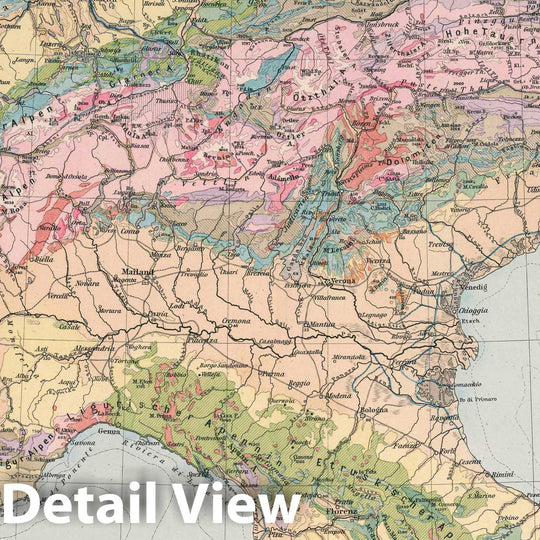 Historic Map : Alps, Europe Alpenlander. Entw. v. Herm. 1889, Ausg. 1890. Gest. v. A. Herrmann. Gotha: Justus Perthes, 1892 Atlas , Vintage Wall Art