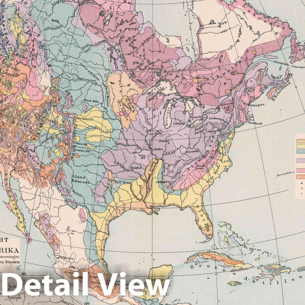 Historic Map : United States, , North America Nord-Amerika. Ubersicht von Nord-Amerika. Entw. v. Herm. 1886, Ausg. 1887, Vintage Wall Art