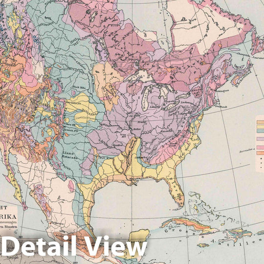 Historic Map : United States, , North America Nord-Amerika. Ubersicht von Nord-Amerika. Entw. v. Herm. 1886, Ausg. 1887, Vintage Wall Art