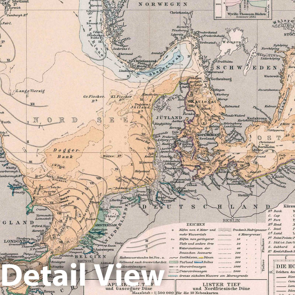 Historic Wall Map : North Sea, Europe Nord - und Ostsee. Entw. v. Herm. 1883, Ausg. 1886. Gotha: Justus Perthes, 1886 Atlas , Vintage Wall Art