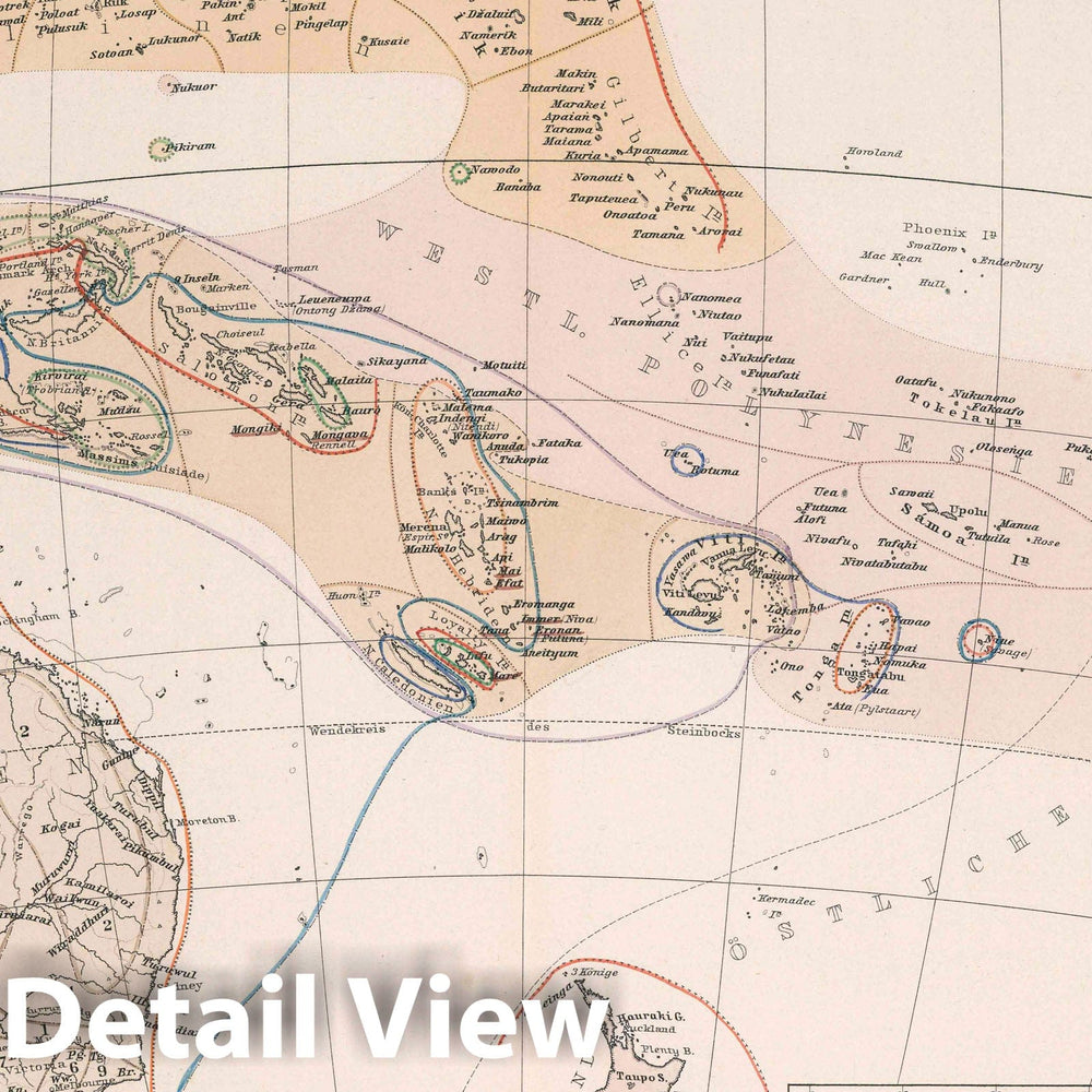 Historic Map : Oceania Die Volker Oceaniens. Entw. v. Dr. G. Gerland,1885, Ausg. 1886, 1886 Atlas , Vintage Wall Art