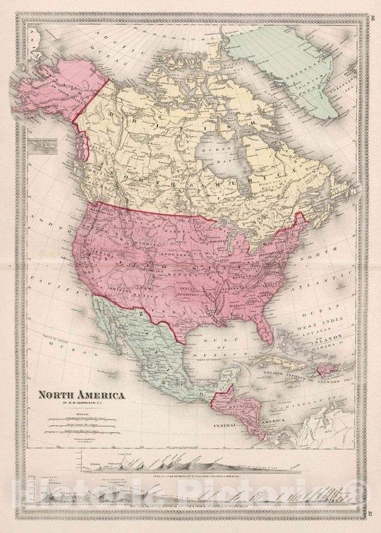 Historic Map : North America. by H. H. Lloyd & Co. New York. Lloyd's Handy Atlas, 1874 Atlas - Vintage Wall Art