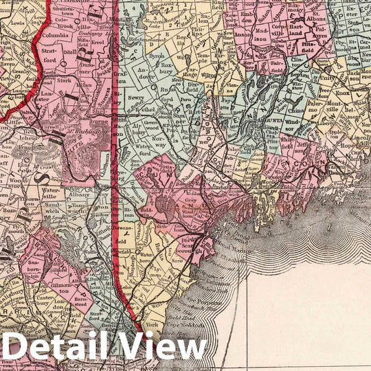 Historic Map : 1874 Township map of New England. Published by H. H. Lloyd & Co. New York. Lloyd's Handy Atlas - Vintage Wall Art