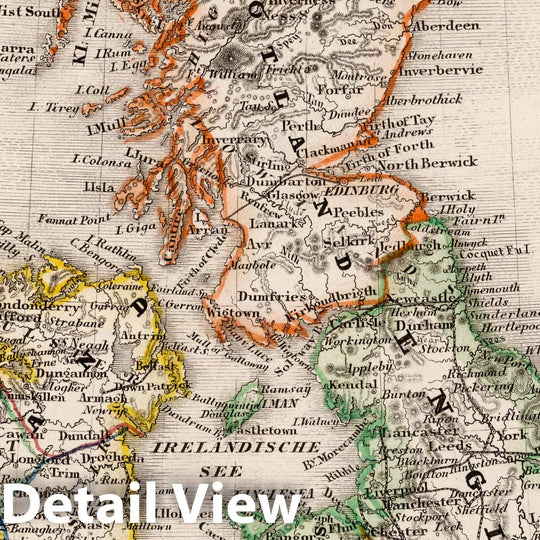 Historic Map : Great Britain, Gross. Britannien und Ireland, 1849 Atlas , Vintage Wall Art