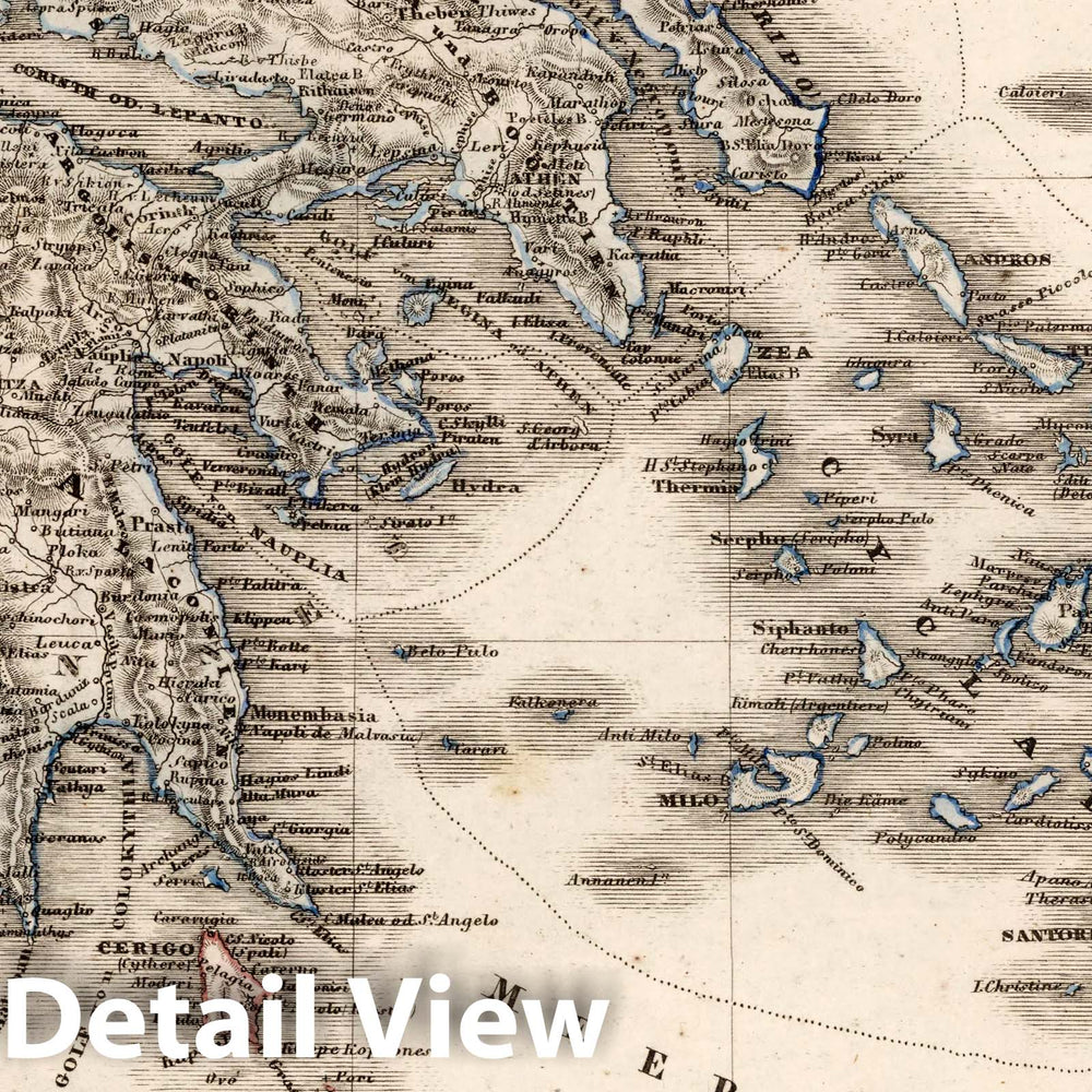 Historic Map : Greece, Crete (Greece) Griechenland die Jonischen Inseln und Candia 1852, 1852 Atlas , Vintage Wall Art