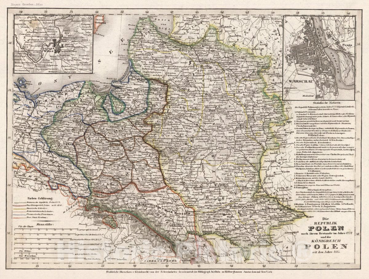 Historic Map : Poland, Die Republik Polen nach ihrem Bestande im Jahre 1772 , Vintage Wall Art