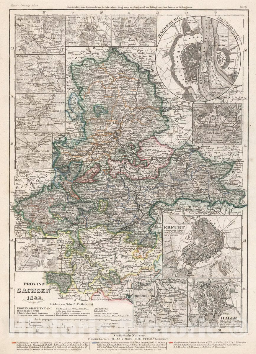 Historic Map : Germany, Provinz Schasen 1849. Stahlstich (Direction v. Kleinknecht)., Vintage Wall Art