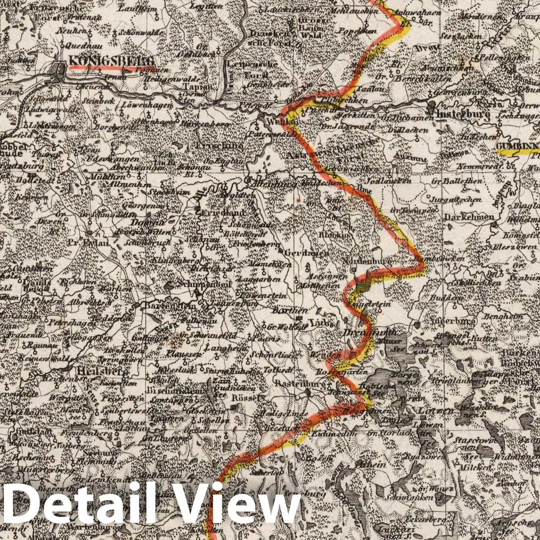 Historic Wall Map : Prussia , Germany, Provinz Ost-Preussen. 1853. Gez. v. Art. Pr. Ltn. Renner. Stahlstich (Direction v. Kleinknecht), 1853 Atlas , Vintage Wall Art