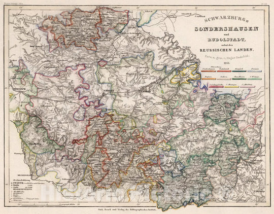 Historic Wall Map : Germany, Schwarzburg-Sondershausen und Rudolstadt nebst den Reussischen Landen , Vintage Wall Art