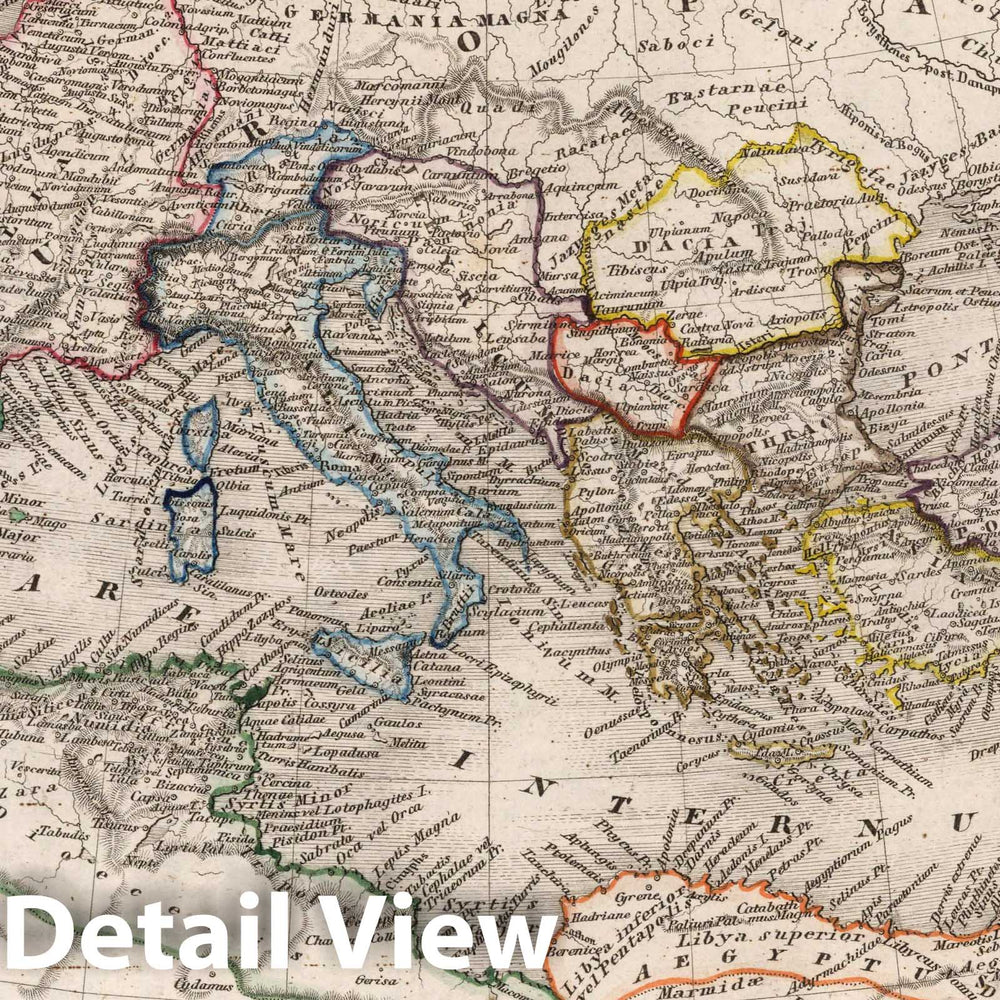 Historic Map : Mediterranean Region Imperium Romanum tempore Constantini Magni, 1854 Atlas , Vintage Wall Art