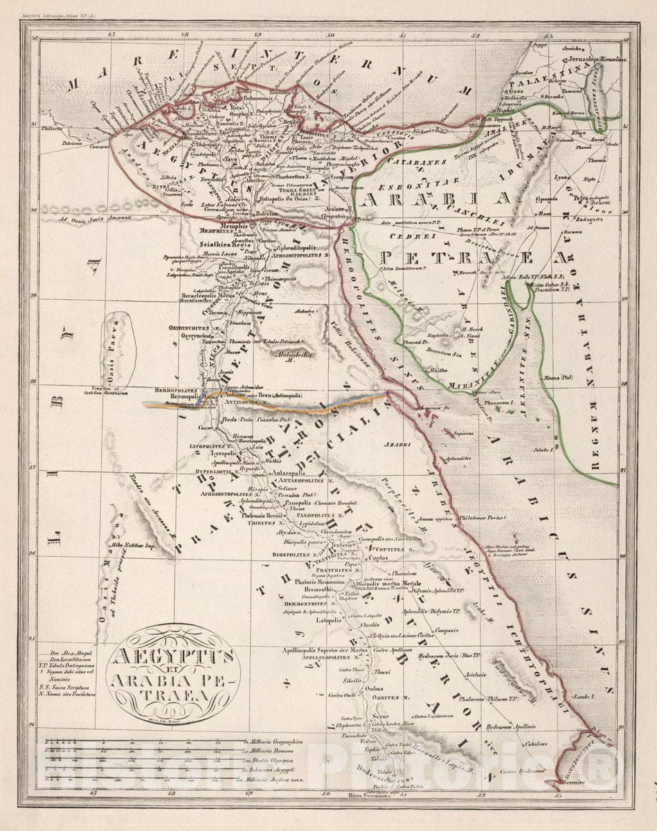 Historic Map : Egypt, Aegyptus Et Arabia Petraea. , Vintage Wall Art