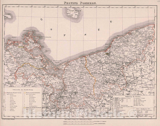 Historic Map : Pomerania (Poland and Germany) Provinz Pommern, 1847 Atlas , Vintage Wall Art