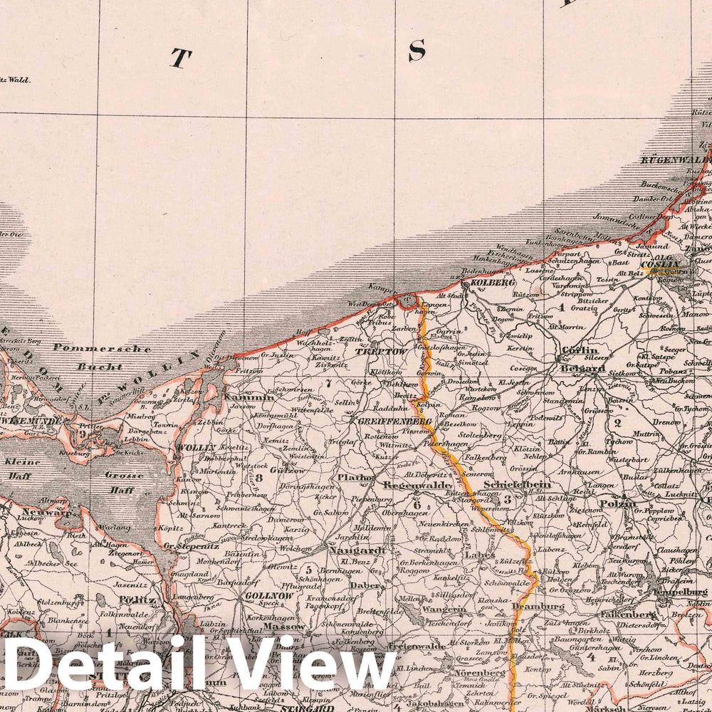 Historic Map : Pomerania (Poland and Germany) Provinz Pommern, 1847 Atlas , Vintage Wall Art