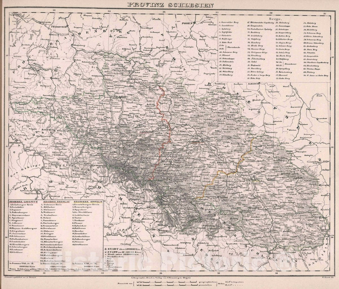 Historic Map : Silesia (Poland) Provinz Schlesien, 1847 Atlas , Vintage Wall Art