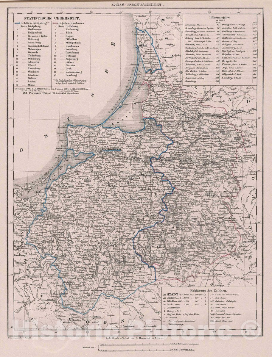 Historic Map : Ost-Preussen (Poland and Kaliningrad), 1847 Atlas - Vintage Wall Art