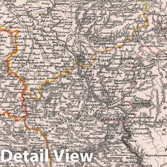 Historic Map : Rhine Province , Germany Rhein Provinz, 1847 Atlas , Vintage Wall Art