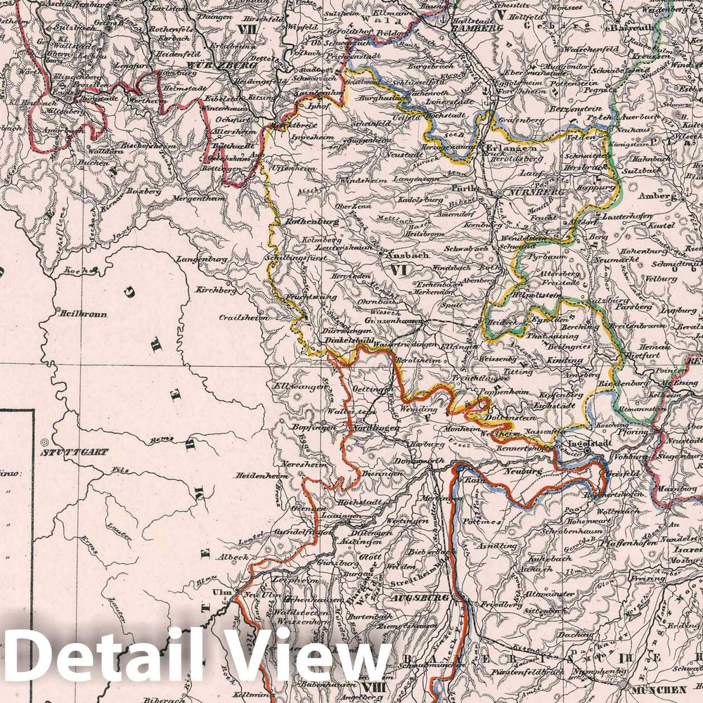 Historic Map : Baveria , Germany Bayern, 1847 Atlas , Vintage Wall Art