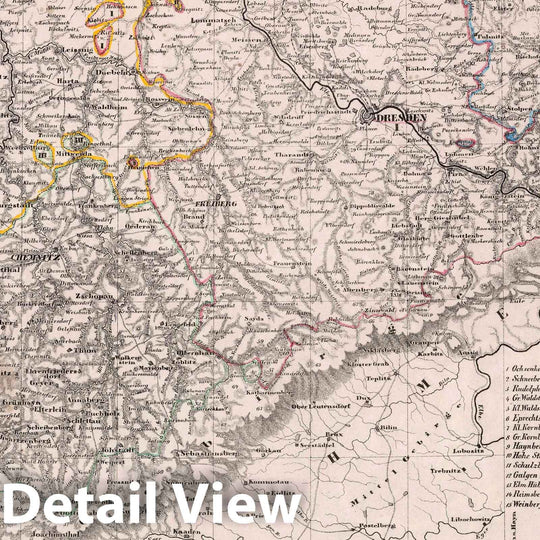 Historic Map : Kingdom of Saxony , Germany Konigreich Sachsen, 1847 Atlas , Vintage Wall Art