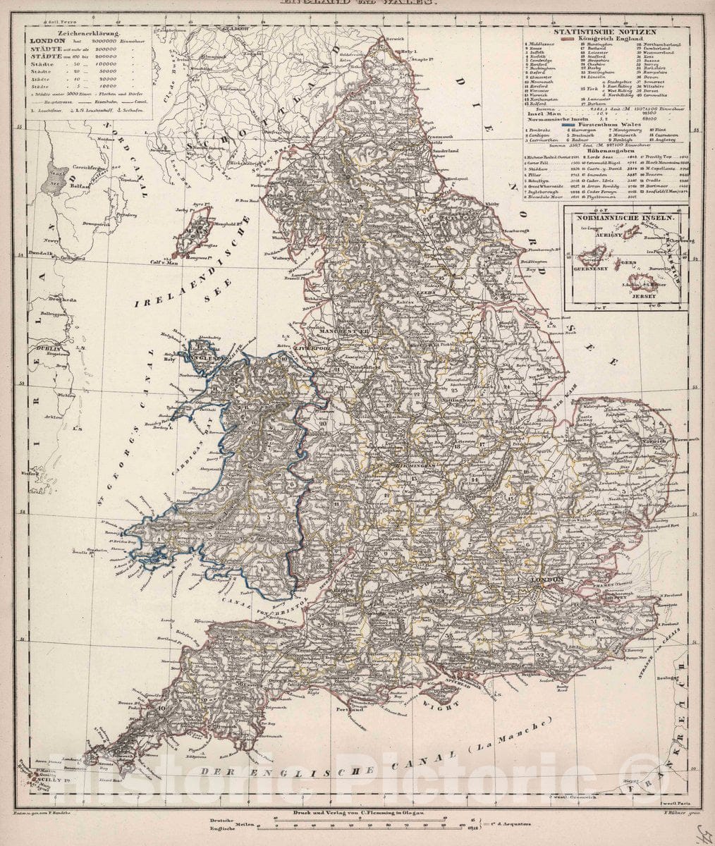 Historic Map : England, England und Wales, 1847 Atlas , Vintage Wall Art