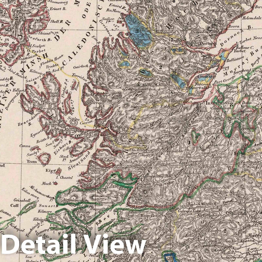 Historic Wall Map : Scotland, Schottland, 1847 Atlas , Vintage Wall Art