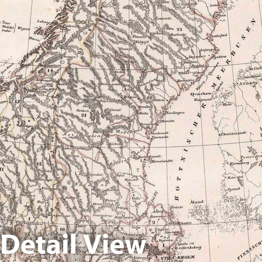 Historic Map : Sweden, Scandinavia Schweden und Norwegen, 1847 Atlas v2 , Vintage Wall Art