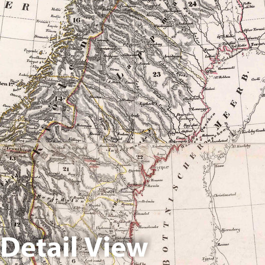 Historic Map : Sweden, Scandinavia Schweden und Norwegen, 1847 Atlas v1 , Vintage Wall Art