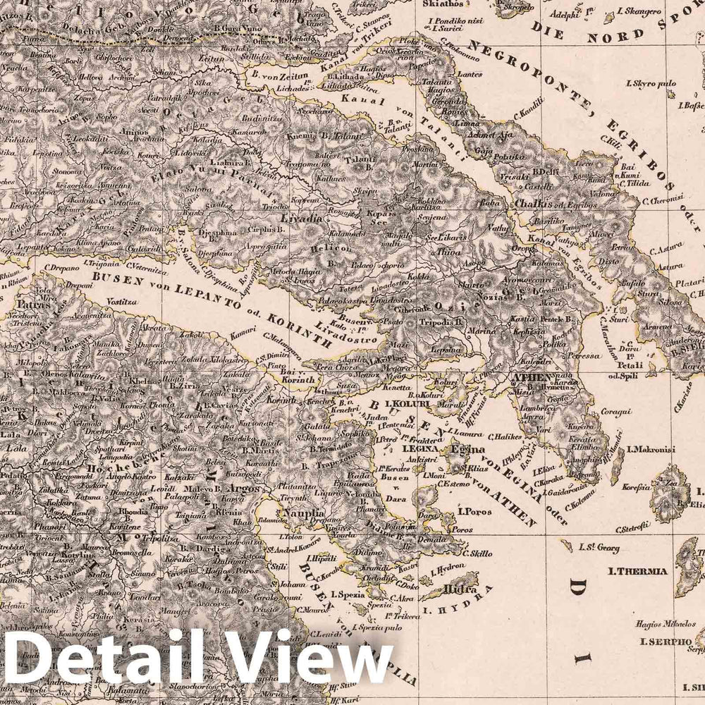 Historic Map : Greece, Peloponnisos Griechenland und die Ionischen Inseln, 1847 Atlas , Vintage Wall Art