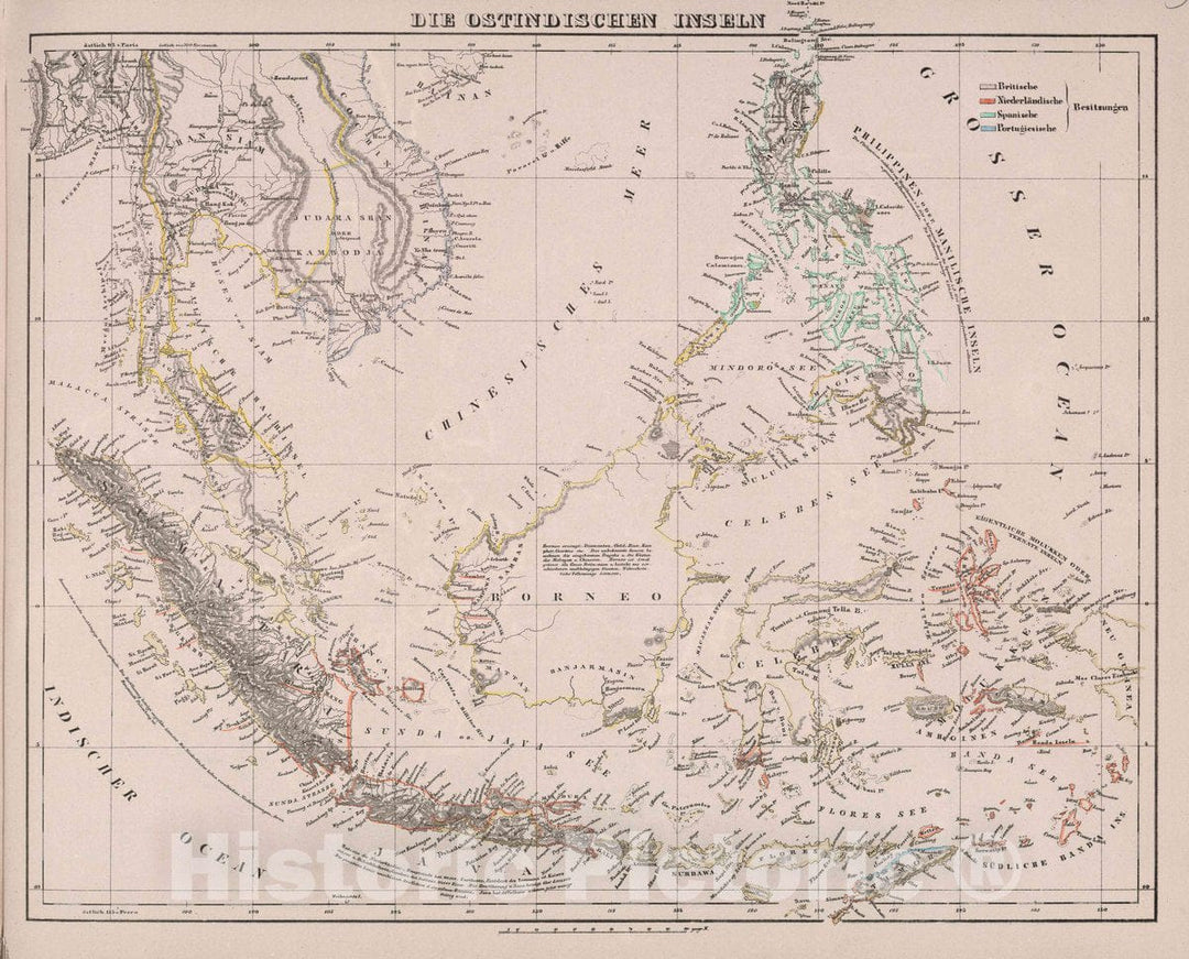 Historic Map : Philippines, , East Indies Die Ostindischen Inselin, 1847 Atlas , Vintage Wall Art